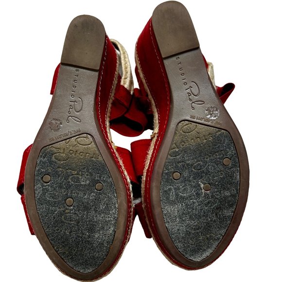 Studio Paolo Red Open Toe Espadrille Wedge Sandals Women's Size 6.5 - Picture 8 of 10